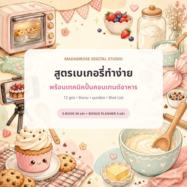 หน้าปก E-book สูตรเบเกอรี่พร้อมเทคนิคปั้นคอนเทนต์อาหาร